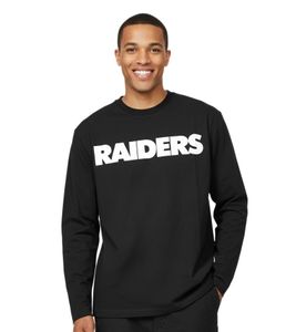 RE:COVERED NFL RAIDERS SCHIELD Herren nachhaltiges Rundhals-Shirt mit Team-Logo Baumwoll-Longsleeve Pullover MMNFL1135 Schwarz RE:COVERED NFL RAIDERS SCHIELD Herren nachhaltiges Rundhals-Shirt mit Team-Logo Baumwoll-Longsleeve Pullover MMNFL1135 Schwarz