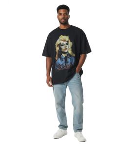 RE:COVERED X BLONDIE T-shirt da uomo sostenibile con stampa Debbie Harry, maglietta in cotone fresco MMESY127 nero