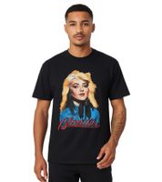 RE:COVERED X BLONDIE T-shirt da uomo sostenibile con stampa Debbie Harry, maglietta in cotone fresco MMESY127 nero