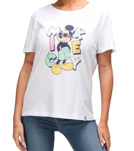 RE:COVERED X Disney Damen nachhaltiges T-Shirt mit Mickey Mouse Aufdruck in Pastell-Farben Baumwoll-Shirt Rundhals-Shirt RCDIF2072 Weiß RE:COVERED X Disney Damen nachhaltiges T-Shirt mit Mickey Mouse Aufdruck in Pastell-Farben Baumwoll-Shirt Rundhals-Shirt RCDIF2072 Weiß