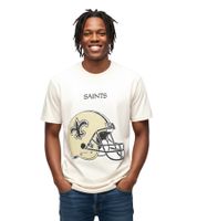 RE:COVERED X NFL New Orleans Saints Men's T-Shirt with Logo Lettering, Cotton T-Shirt, Crew Neck, MMNFL1194 Beige