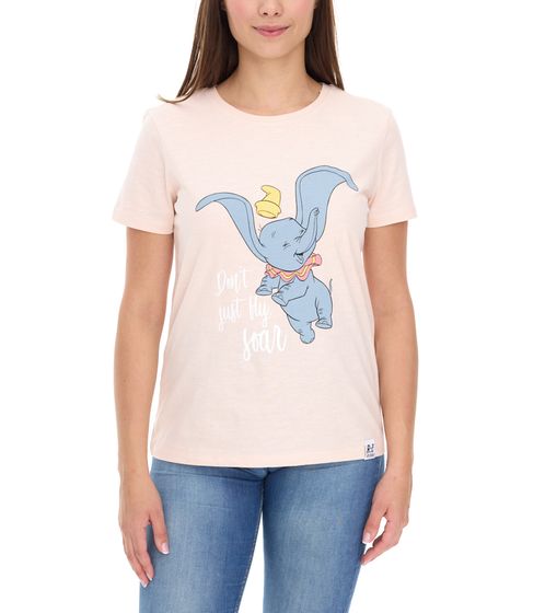 T-shirt femme RE:COVERED X Disney avec imprimé Dumbo, en coton, col rond, rose, RCDIF2069