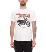 RE:COVERED X BSA Herren T-Shirt mit Birmingham Motorrad-Print Baumwoll-Shirt Rundhals-Shirt MMBSA296 Ecru-Weiß RE:COVERED X BSA Herren T-Shirt mit Birmingham Motorrad-Print Baumwoll-Shirt Rundhals-Shirt MMBSA296 Ecru-Weiß