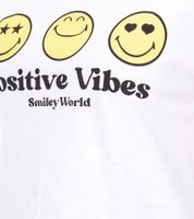 RE:COVERED X Smileyworld Damen T-Shirt mit farbigen Smileys Baumwoll-Shirt Rundhals-Shirt RCSMLYWD460 Weiß