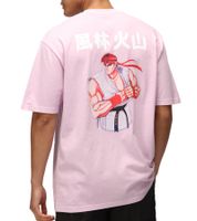 RE:COVERED X CAPCOM Men's T-Shirt with Street Fighter Ryu Print, Cotton Crew Neck T-Shirt MMDIF1873 Purple