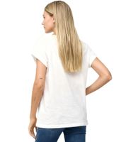 RE:COVERED X Disney Damen T-Shirt mit Mickey Mouse Aufdruck Shirt Baumwoll-Shirt Rundhals-Shirt MMDIS2676 Ecru-Weiß