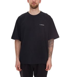 STONES men's T-shirt, simple cotton shirt with round neck and embroidered logo, short-sleeved shirt, 240gsm, oversized, black STONES men's T-shirt, simple cotton shirt with round neck and embroidered logo, short-sleeved shirt, 240gsm, oversized, black