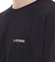 Camiseta de hombre STONES, clásica camiseta de algodón de cuello redondo con logotipo bordado, manga corta, 240 g/m², talla grande, color negro