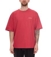 STONES men's T-shirt, simple cotton shirt with round neck and embroidered logo, short-sleeved shirt, 240gsm, oversized red