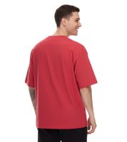 T-shirt uomo STONES, semplice maglietta in cotone con scollo tondo e logo ricamato, manica corta, 240 g/m², oversize rosso