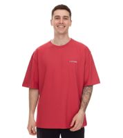 T-shirt uomo STONES, semplice maglietta in cotone con scollo tondo e logo ricamato, manica corta, 240 g/m², oversize rosso