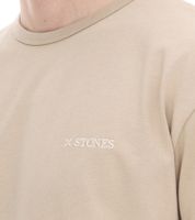 STONES Herren T-Shirt klassisches Baumwoll-Shirt mit Rundhals und Stick-Logo Kurzarm-Shirt 240gsm Oversized Beige STONES Herren T-Shirt klassisches Baumwoll-Shirt mit Rundhals und Stick-Logo Kurzarm-Shirt 240gsm Oversized Beige