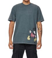 RE:COVERED X Disney Camiseta de hombre con estampado de Mickey Mouse Camisa de algodón con efecto batik Camisa de cuello redondo Azul oscuro, azul batik o gris