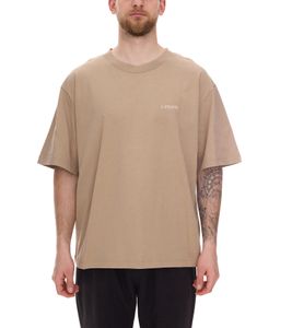 STONES men's T-shirt, modern cotton shirt, short-sleeved shirt 240gsm with round neck and embroidered logo, oversized fit, light brown STONES men's T-shirt, modern cotton shirt, short-sleeved shirt 240gsm with round neck and embroidered logo, oversized fit, light brown