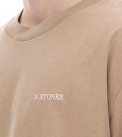 T-shirt homme STONES, chemise moderne en coton, chemise à manches courtes 240 g/m² avec col rond et logo brodé, coupe oversize, marron clair T-shirt homme STONES, chemise moderne en coton, chemise à manches courtes 240 g/m² avec col rond et logo brodé, coupe oversize, marron clair