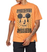 RE:COVERED X Disney Herren T-Shirt mit Grumpy Mickey Mouse Print Baumwoll-Shirt mit großem Schriftzug Rundhals-Shirt Beige, Blau, Violett oder Orange