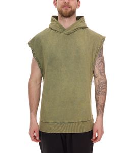 Camiseta sin mangas con capucha para hombre de ROCKUPY, de algodón, sin mangas, con estampado en la espalda, tie-dye, 393827, verde