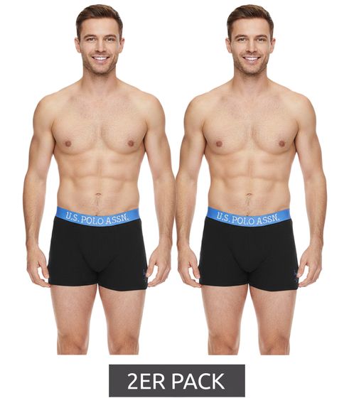 Paquete de 2 U.S. POLO ASSN. Calzoncillos bóxer de algodón transpirable para hombre, ropa interior 011601_US16133_02 999 Negro/Azul claro