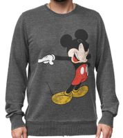 Pull ras du cou pour homme RE:COVERED X DISNEY avec imprimé et lettrage MICKEY MOUSE. Pull de tous les jours avec teneur en coton. Gris Pull ras du cou pour homme RE:COVERED X DISNEY avec imprimé et lettrage MICKEY MOUSE. Pull de tous les jours avec teneur en coton. Gris
