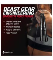 Lot de 2 cordes à sauter BEASTGEAR, corde à sauter fitness de 2,8 m en acier, appareil d'entraînement léger et réglable pour la boxe, le MMA, les entraînements HIIT, noir Lot de 2 cordes à sauter BEASTGEAR, corde à sauter fitness de 2,8 m en acier, appareil d'entraînement léger et réglable pour la boxe, le MMA, les entraînements HIIT, noir