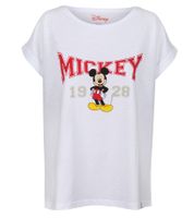 RE:COVERED X Disney Camiseta de mujer con estampado de Mickey Mouse y sus amigos o Mickey Mouse 1928 Camisa de algodón Camisa de cuello redondo Blanca RE:COVERED X Disney Camiseta de mujer con estampado de Mickey Mouse y sus amigos o Mickey Mouse 1928 Camisa de algodón Camisa de cuello redondo Blanca