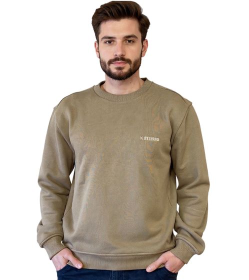 Suéter de hombre STONES de 400 g/m², cuello redondo, corte oversize y confeccionado en algodón color marrón claro.