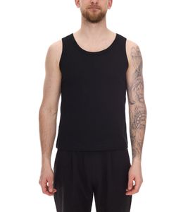 STONES Men's Tank Top, Cotton Shirt, Basic Top, Round Neck, Undershirt, Black