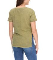 Camiseta ROCKUPY para mujer, de manga corta y con abertura lateral, de algodón, cuello redondo, 393828, verde