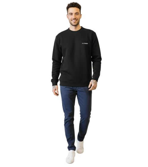 Pull basique homme STONES, sweat-shirt moderne en coton avec logo brodé, chemise à manches longues, 400 g/m², noir