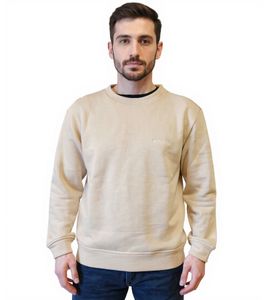 STONES men's basic pullover sweatshirt with logo embroidery, modern cotton sweater, long-sleeved shirt, 400gsm, beige STONES men's basic pullover sweatshirt with logo embroidery, modern cotton sweater, long-sleeved shirt, 400gsm, beige