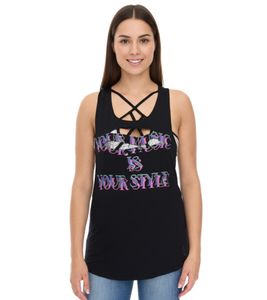 ROCKUPY Damen Tank-Top mit glitzerndem BH Sommer-Shirt Rundhals-Top W100102018 Schwarz