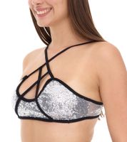 ROCKUPY Women's Tank Top with Glitter Bra, Summer Shirt, Round Neck Top, W100102018 Black