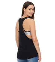 ROCKUPY Damen Tank-Top mit glitzerndem BH Sommer-Shirt Rundhals-Top W100102018 Schwarz