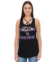 ROCKUPY Damen Tank-Top mit glitzerndem BH Sommer-Shirt Rundhals-Top W100102018 Schwarz
