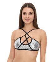 ROCKUPY Damen Tank-Top mit glitzerndem BH Sommer-Shirt Rundhals-Top W100102018 Schwarz