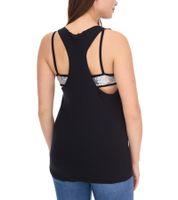 ROCKUPY Women's Tank Top with Glitter Bra, Summer Shirt, Round Neck Top, W100102018 Black