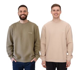 STONES men's oversized sweater, modern cotton sweater with round neck, 400gsm sweatshirt with logo embroidery, beige or light brown STONES men's oversized sweater, modern cotton sweater with round neck, 400gsm sweatshirt with logo embroidery, beige or light brown