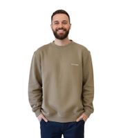 STONES men's oversized sweater, modern cotton sweater with round neck, 400gsm sweatshirt with logo embroidery, beige or light brown STONES men's oversized sweater, modern cotton sweater with round neck, 400gsm sweatshirt with logo embroidery, beige or light brown