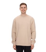 STONES men's oversized sweater, modern cotton sweater with round neck, 400gsm sweatshirt with logo embroidery, beige or light brown STONES men's oversized sweater, modern cotton sweater with round neck, 400gsm sweatshirt with logo embroidery, beige or light brown