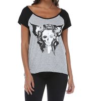 ROCKUPY Women's Short-Sleeve T-Shirt with Skull Print, Cotton Shirt W.0218001 Gray/Black