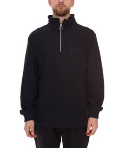 STONES men's oversized zip-up sweater, modern 400gsm cotton zip-up sweater with stand-up collar and logo embroidery, black STONES men's oversized zip-up sweater, modern 400gsm cotton zip-up sweater with stand-up collar and logo embroidery, black
