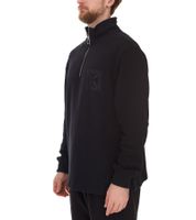 STONES Herren Pullover  Oversized-Zipper moderner Baumwoll-Zipper Troyer 400gsm mit Stehkragen mit Logo-Stickerei Schwarz