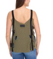 ROCKUPY Ariana Women's Tank Top with Skull Neckline, Cotton Shirt, Summer Top with Cutouts, 366326 Khaki