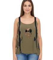 Camiseta de tirantes para mujer ROCKUPY Ariana con escote de calavera, camisa de algodón, top de verano con recortes 366326 Caqui