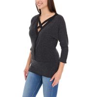 ROCKUPY Damen Sweatshirt Baumwoll-Shirt mit V-Ausschnitt 1/2 Arm W0418001 Grau