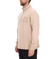 Pull homme STONES avec zip, pull col roulé moderne avec col montant, pull en coton 400 g/m² avec broderie logo, coupe oversize, beige