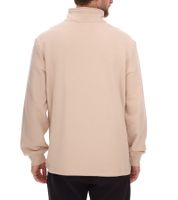 Pull homme STONES avec zip, pull col roulé moderne avec col montant, pull en coton 400 g/m² avec broderie logo, coupe oversize, beige