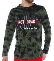 Maglione da uomo ROCKUPY a maniche lunghe in cotone sottile con stampa "Punk's not Dead" 393820 Verde/Nero