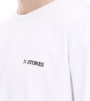 T-shirt homme STONES, chemise simple en coton avec col rond et logo brodé, chemise à manches courtes, 240 g/m², coupe oversize, blanc