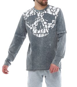 Sudadera con capucha ROCKUPY para hombre, de algodón, con diseño de calavera, para uso diario, gris, 393629